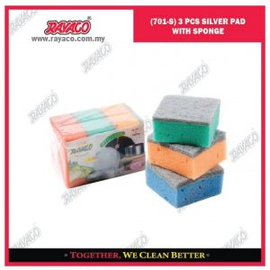 (701-S) 3 PCS BANTALAN (PAD) SILVER DENGAN SPONS