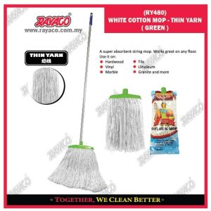 (RYE450) PEL KATUN PUTIH - BENANG TEBAL ( HIJAU )