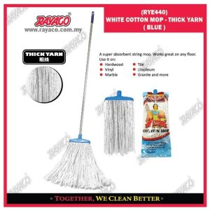 (RYE440) PEL KATUN PUTIH - BENANG TEBAL (BIRU)