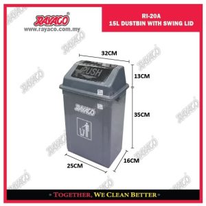 (RI20A) TEMPAT SAMPAH 15L DENGAN TUTUP PUTAR HIJAU/ SILVER/ BIRU