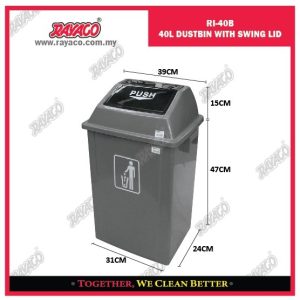 (RI40B) TEMPAT SAMPAH 40L DENGAN TUTUP AYUN