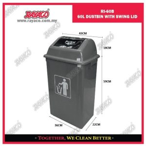 (RI60B) TEMPAT SAMPAH 60L DENGAN TUTUP AYUN
