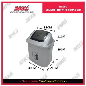 (RI-15C) TEMPAT SAMPAH 15L DENGAN TUTUP AYUN