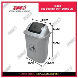 (RI-20C) TEMPAT SAMPAH 20L DENGAN TUTUP AYUN