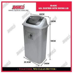 (RI60C) TEMPAT SAMPAH 60L DENGAN TUTUP PUTAR