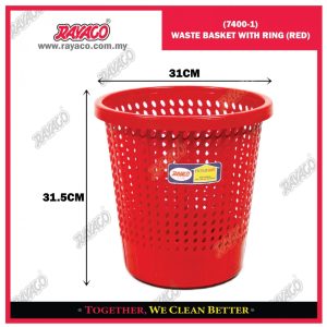 (7400-1) KERANJANG SAMPAH DENGAN CINCIN (MERAH)
