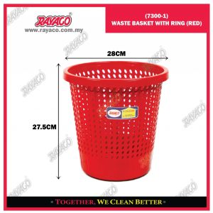 (7300-1) KERANJANG SAMPAH DENGAN CINCIN (MERAH)
