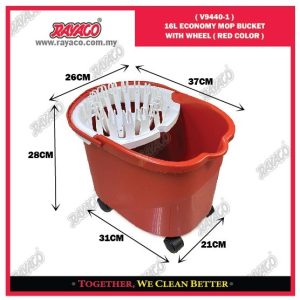 (V9440-1) EMBER PEL EKONOMIS 16 L DENGAN RODA (WARNA MERAH)