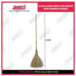 (LB401) SAPU LIDI PUTIH SIAM DENGAN GAGANG BAMBU