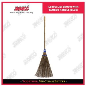 (LB406) SAPU LIDI DENGAN GAGANG BAMBU (BIRU)