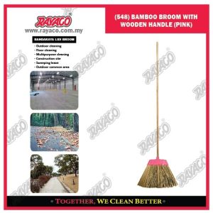 (548) SAPU BAMBU DENGAN GAGANG KAYU (PINK)