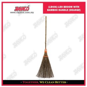 (LB406) SAPU LIDI DENGAN GAGANG BAMBU (ORANGE)